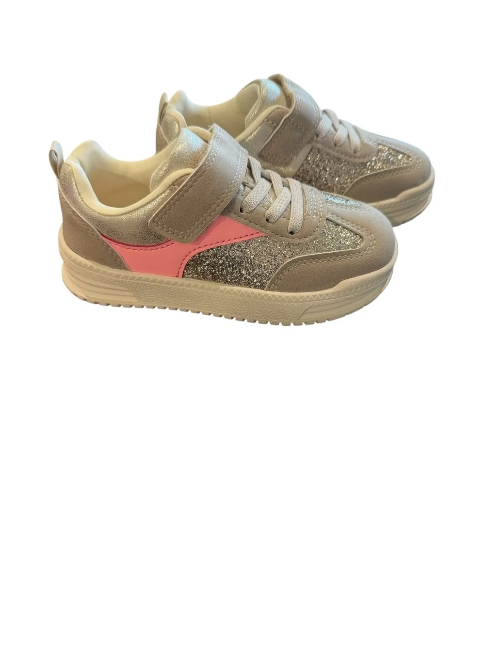 Carter's Girls' Glitter Pink and Gold Athletic Sneakers Size 9